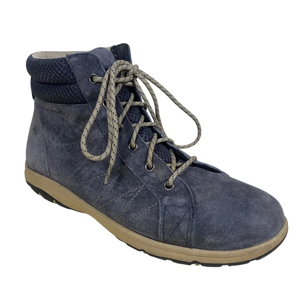 Duluth Trading Womens Blue Suede Mid Top Lace Up Hiking Boots Size 9 - Picture 1 of 12